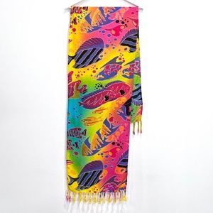 Vintage Kioti Tropical Fish Fringe Scarf